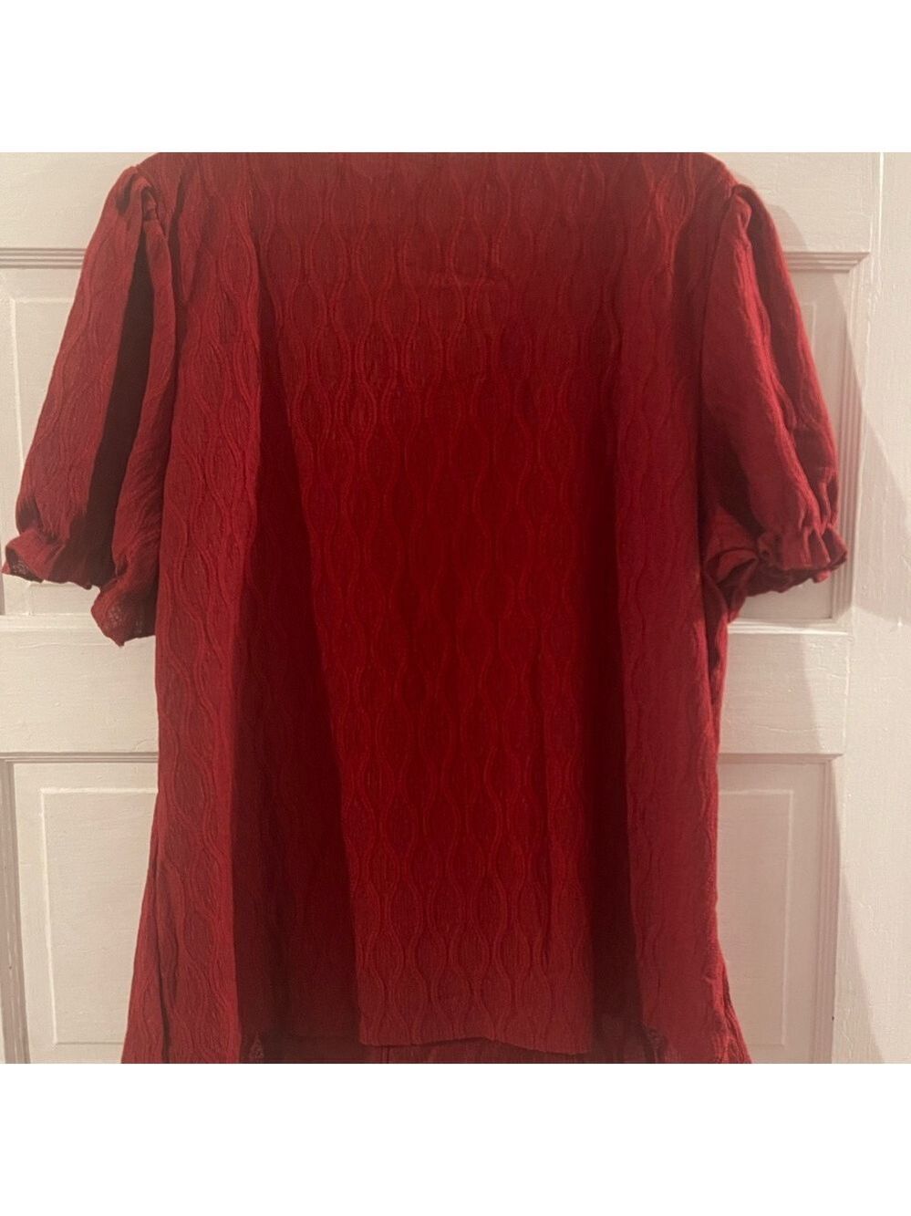 Source Unknown Deep Red Textured Blouse - Picture 5 of 5
